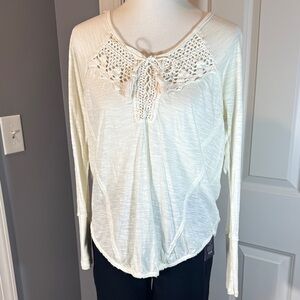 Free People Cream Crochet Detail Blouse